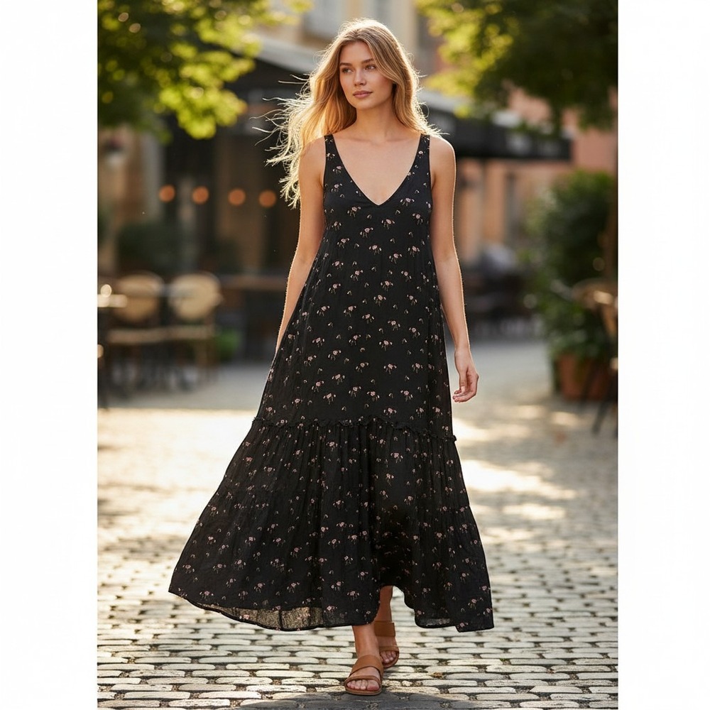 stockholm atelier other stories dress Women XS Black floral feminine romantic